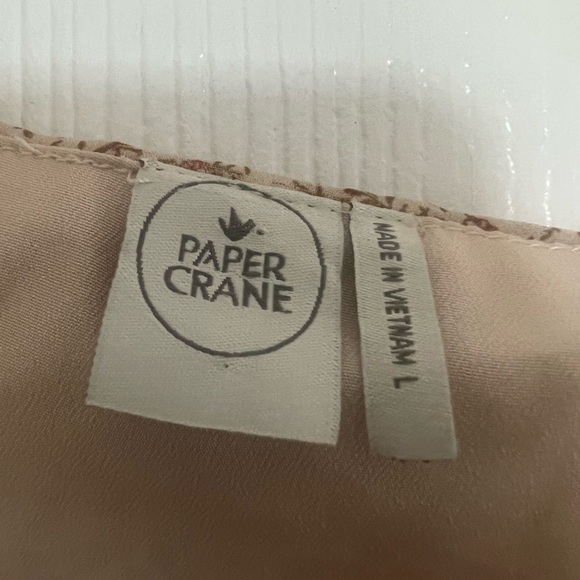 Paper Crane Womens Blouse Size Large Red Beige Floral Sleeveless Lined - Picture 4 of 5